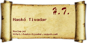 Haskó Tivadar névjegykártya